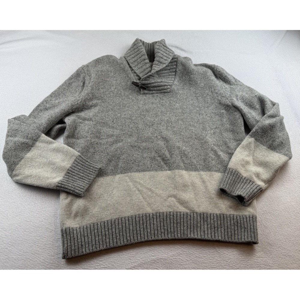 Gap Sweater Men XL Gray Lambswool Donegal Stripe Toggle Button Academia Preppy